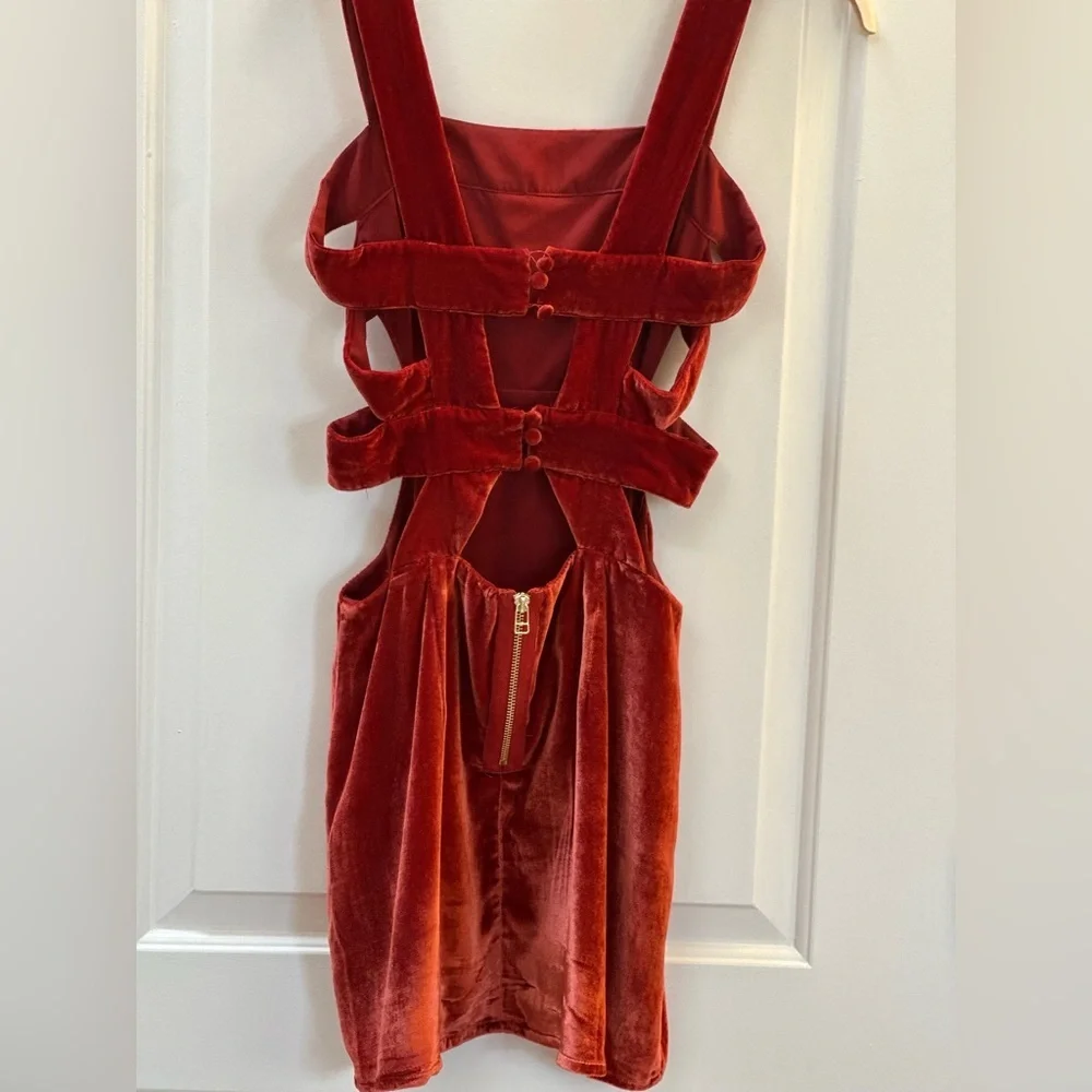 For Loves and Lemons Red Velvet Cutout Mini dress - Picture 2 of 8